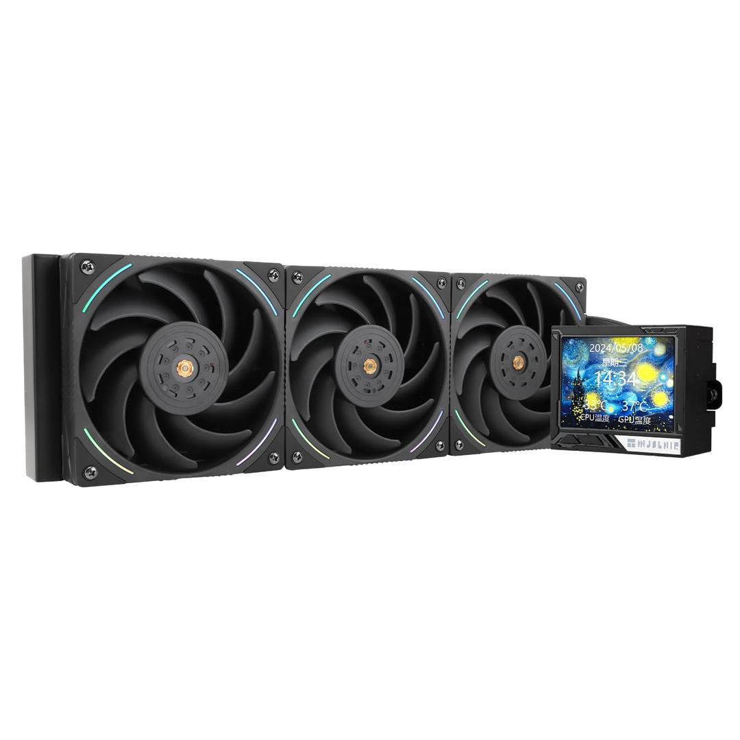 Thermalright Mjolnir Vision 360 ARGB Black-AIO CPU Liquid Cooler,IPS LCD Screen with 320 * 240 Resolution,for AM4/AM5 and LGA1700/1851,3.5 inchMagnet-Absorbent LCD Screen for Images