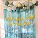 Two Less Fishin the Sea Gold Banner Balloons Blue Curtain for Nautical Theme Engagement Party Beach Wedding Anchor Cruise Banner Decorations