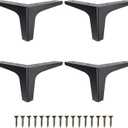 GOSCHE 4 Inch Metal Furniture Legs Black, Legs for Furniture Set of 4, Modern Style Replacement Couch Legs for Dresser Chair Bed Cabinet Table Ottoman Cupboard DIY Replacement Sofa Feet