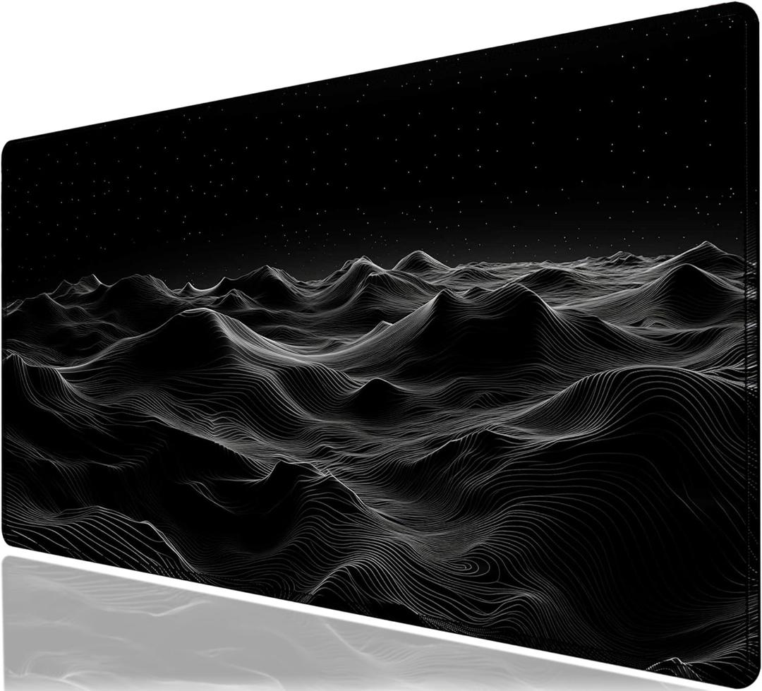 Large Extended Gaming Mouse Pad with Stitched Edges,Black 3D Design XL Desk Pad Mouse Pads for Desk,Waterproof Computer Keyboard Mat Mousepad with Non-Slip Base for Esports Pros/Gamer/Desktop/Office (D3)