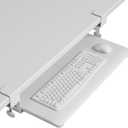 BONTEC KMT01 Under Desk Keyboard Tray, Pull-Out Keyboard & Mouse Platform with C-Clamp, 25.6 x 11.8 in Space-Saving Ergonomic Slide-Out Drawer, White