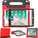 YIHE Kids Case for iPad 9.7 Inch with Screen Protector, Shockproof Handle Convertible Stand Case for iPad 9.7 6th/5th Generation 2018/2017, iPad Air 2/1& iPad Pro 9.7, Red&Black