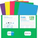 Two Pocket Folders, PANDRI 125 Pack 2 Pocket Folders, Letter Size Paper File Folder for School Office Home Business, Assorted 5 Colors