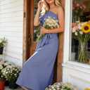 ZESICA Womens 2026 Summer One Shoulder Ruffle Maxi Dress Boho Sleeveless Empire Waist Tie Flowy Beach Party Long Dresses (Blue, XL)