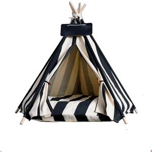 Dog Bed Tent,Portable Pet Tent for Cats or Small Dogs,Removable & Washable,Indoor Dog House with Thick Cushion,Cat Tents for Indoor Cats,Soft,Cozy,Pet Teepee,Dog Cabana Outdoor(White&Black)