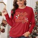 LUKYCILD Sleigh Sweatshirt Women Sleigh Girl Sweatshirt Casual Shirt Funny Long Sleeve Shirt (X-Large, Red-2)