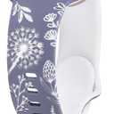 Wearlizer Floral Engraved Band Compatible with Apple Watch Bands 38/40/41/42/44/45/46/49mm Women, Two-Tone Flower Silicone Cute Sport Strap for iWatch Series 11 10 9 8 7 6 5 4 3 SE/Ultra 3 2 1 (Blue/White)