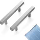Ravinte 10 Pack 3 Inch Cabinet Pulls Brushed Nickel Sqaure Kitchen Cabinet Handles Silver Cabinet Hardware Stainless Steel Drawer Pulls 5 Inch Overall Length with Mounting Template (3" hole center)