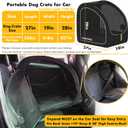 PAWZIDEA Portable Dog Crate for Car Travel, Collapsible Pet Travel Crates for Large Dogs, Enclosed Soft-Sided Car Kennel Carrier for Backseat, Secures w/Seatbelt & Headrest Strap, Chew-Proof