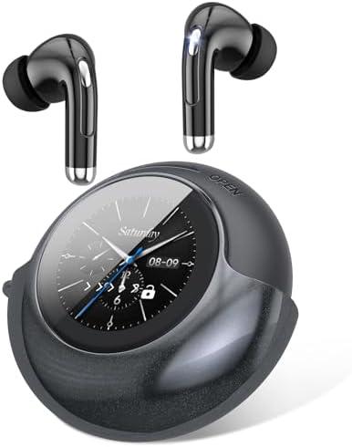 Byobyc Wireless Earbuds with Smart Touch Screen Case,Noise Cancelling Bluetooth 5.4 Headphones for Android/iPhone, 48H Playtime, Deep Bass, IPX7 Waterproof in-Ear Earphones - Black