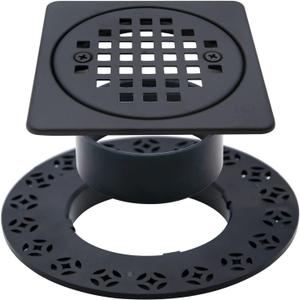 4 Inch Drain Grate Kit Compatible with Schluter Kerdi-Drain Flange Square Shower Floor Drain SS304 Stainless Steel and ABS Material - CUPC Certification, Matte Black (Matte Black)