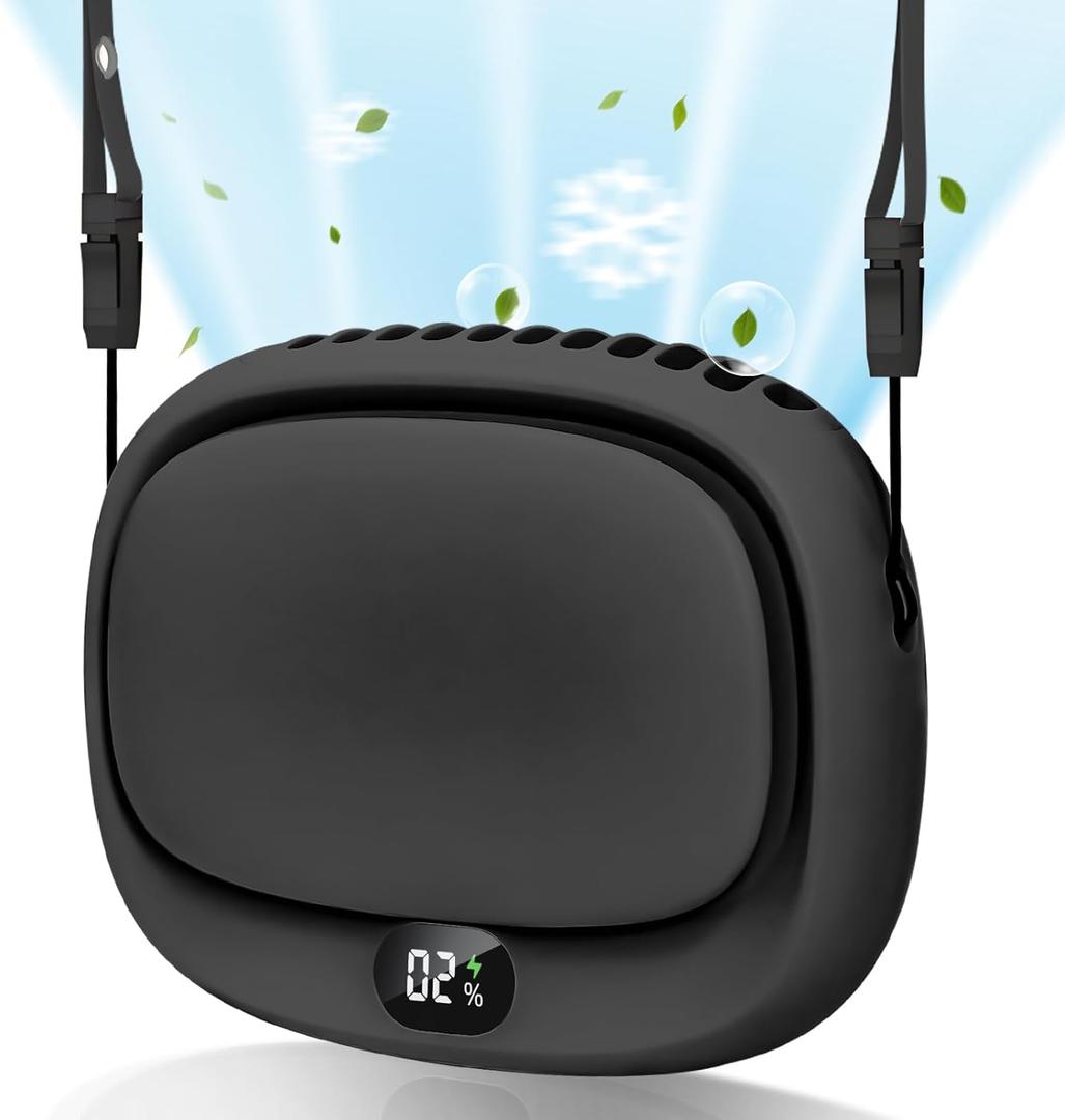 Portable Neck Fan, Handheld Mini Fan, Personal Fan USB Rechargeable, 5 Speed Adjustable, Hands Free Wearable Fan for Kids Woman Man Home Outdoor Travel Black