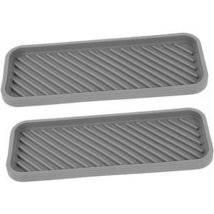 2pcs Silicone Tray for Bathroom Organizer Small Vanity Tray Perfume Organizer Space Saving Design Easy Clean for Toiletries Toothbrush Toothpaste
