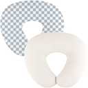 2-Pack Muslin Nursing Pillow Covers, Breathable 100% Cotton Breastfeeding Pillow Slipcovers for Standard Nursing Pillows, Soft Covers for Baby Girls and Boys with Zipper (Blue Chessboard)