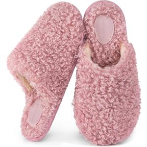 SNUGLEAVES  Women's Fuzzy Slip-on Slippers Warm Cozy Soft Lightweight Memory Foam Indoor House Shoes, 9-10