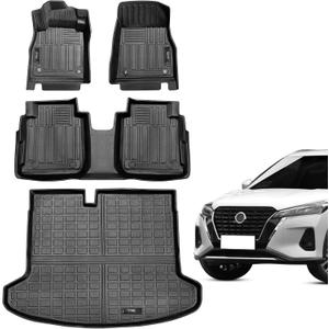 Floor Mats 2 Row and Trunk Cargo Liner Set for 2018-2024 Nissan Kicks Accessories All Weather TPE Rubber Protection Mats (Floor Mats+Cargo Liner)