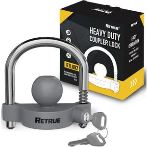RETRUE Universal Coupler Lock Trailer Locks Ball Hitch Trailer Hitch Lock Adjustable Security Heavy-Duty Steel Fits 1-7/8 Inch, 2 Inch, 2-5/16 Inch Couplers, Grey (Gray) RETRUE Universal Coupler Lock Trailer Locks Ball Hitch Trailer Hitch Lock Adjustable Security Heavy-Duty Steel Fits 1-7/8 Inch, 2 Inch, 2-5/16 Inch Couplers, Grey (Gray)