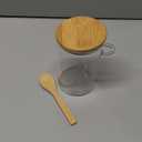 Sugar Jar Glass Salt Container,15 Ounces Clear Airtight Caning with Bamboo Lid and Spoon Scoop, Storage Overnight Oats, Salts, Coffee Bean, Spice, Creamer, Food Organizer, Pack of 1