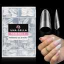 UNA GELLA Medium Almond Gel Nail Tips: Full Matte Almond Shape Nail Tips Half Cover 216pcs Medium Almonds Press On Nails DIY Salon for Fake Acrylic False Nails 12 Sizes, Saving Design Gelly Tips