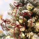 Gerrii 8 Pcs Christmas Bow Ornaments Sparkly Glitter Rhinestones Bow Christmas Tree Ornament Crystal Xmas Party Hanging Pendant Decoration Gift for Family Wedding Home Indoor Outdoor(Red)