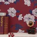 HeloHo Floral Wall Paper Red Peel and Stick Wallpaper 17.3" x 197" Vintage Self Adhesive Removable Waterproof Contact Paper for Living Room Bedroom Decor