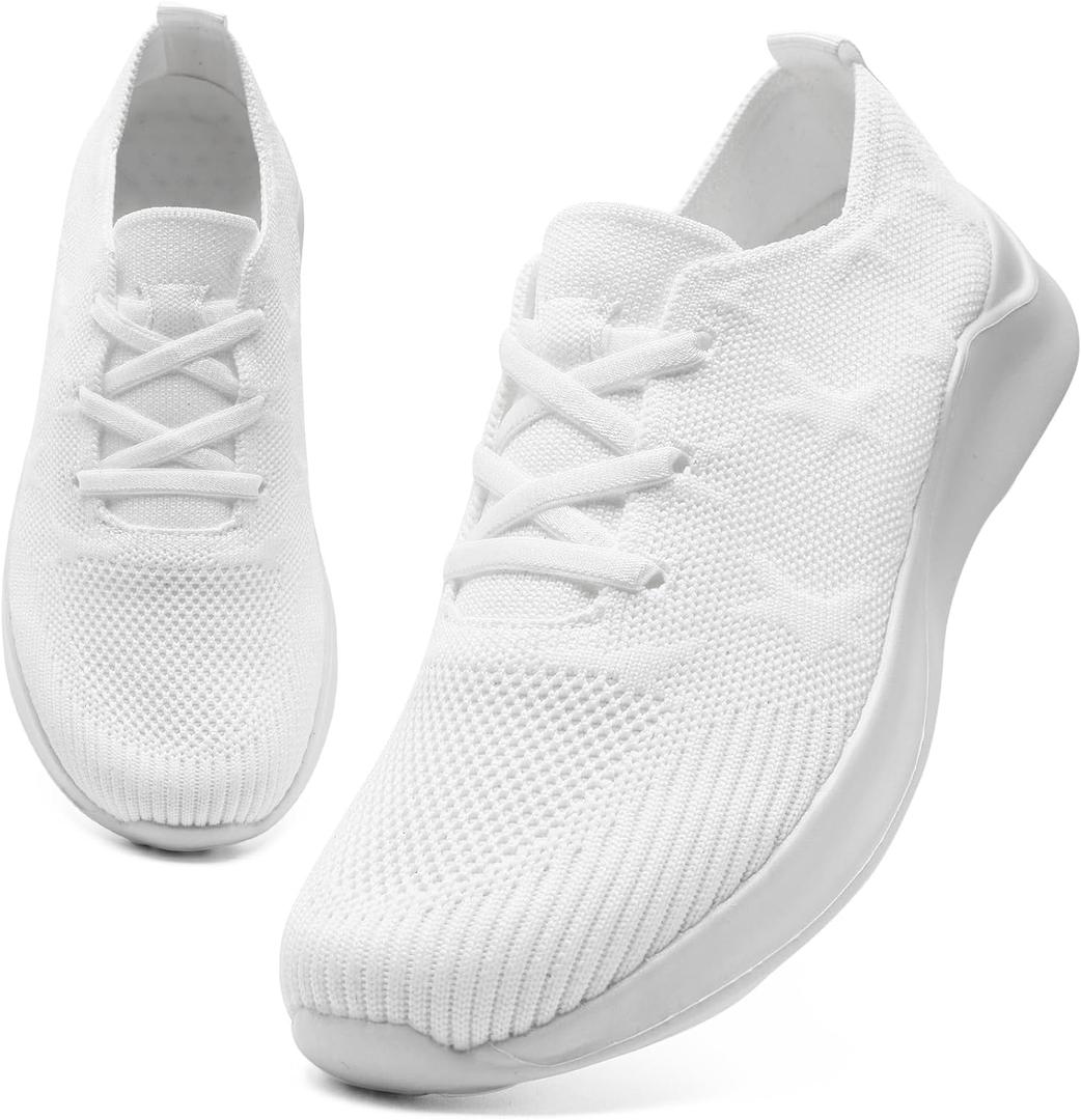 Women's Walking Sneakers Non Slip Shoes for Women Tennis Athletic Workout Gym Fashion Shoes Running Sneakers Comfortable Breathable and Lightweight (8, Whitec)
