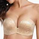 Lemorosy Women's Wireless Push Up Plunge Padded Non-Slip Invisible Strapless Bra Size 38B