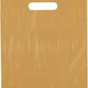 9x12 Gold Die Cut Handle Plastic Shopping Bags 100/cs