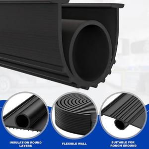 DGSL Garage Door Seals Bottom Rubber Weather Stripping Kit Seal Strip Replacement, Universal Weatherproof Threshold Buffering Sealing Rubber 5/16 inch T Ends, 3 3/4 Inch Width (10 Ft, Black)