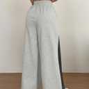 ZAFUL Wide Leg Sweatpants for Women Side Striped Patchwork High Waisted Drawstring Active Joggers Pants with Pockets (Gray, L)