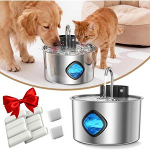 3.2L Wireless Pet Water Fountain, 4000mAh Rechargeable Stainless Steel Dispenser with Infrared Sensor & 3-Stage Filtration, Ultra-Quiet Pump, Indoor & Outdoor Use for Cats & Dogs