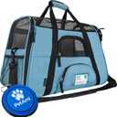 PetAmi Airline Approved Pet Carrier for Cat, Soft Sided Dog Carrier for Small Dogs, Cat Travel Supplies Accessories for Indoor Cats, Ventilated Pet Carrying Bag Medium Large Kitten Puppy, Large Blue (Large - 19.5"L x 10.2"W x 12"H)