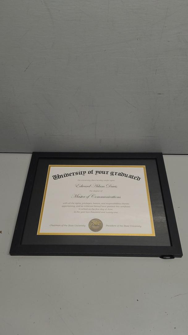 upsimples 11x14 Diploma Frame Certificate Degree Document Frame with High Definition Glass, 8.5 x 11 with mat for Wall and Tabletop, Black Double Mat, 1 Pack