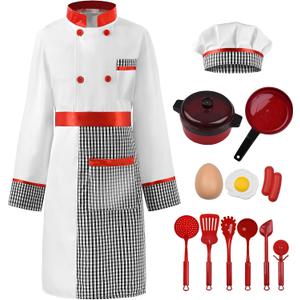 ReliBeauty Kids Chef Costume Set for Kids Boys Girls Role Play with Detachable Apron (3T/100)