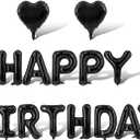 3 x Black Happy Birthday Balloons Banner Foil Balloons Letters Bachelorette Balloon for Black Themed Party Decoration Supplies Halloween Birthday Decoration Decor Ballons Arch Kits Party Balloon Set 15pcs
