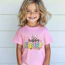Toddler Boys Easter Shirt for Kids Girls Easter Bunny T-Shirts Tops Funny Graphic Tee Short Sleeve 2T-8Y