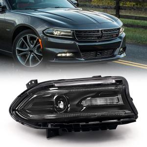FIONE - For Dodge Charger Headlights Assembly 2015-2021 Halogen Model Headlamp with LED DRL & Turn Signal Lights Passenger Right Side 68214398AC CH2503271