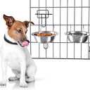 Set of 2 Stainless-Steel Dog Bowls - Cage, Kennel, and Crate Hanging Pet Bowls for Food and Water - 48oz Each and Dishwasher Safe by PETMAKER
