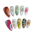10pcs Handmade y2K Press on Nails Sweet Cool Crocodile pattern Almond Fake Nail Tips Wearable Ins Blush Spice Girls False Nails, L