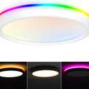 CLOUDY BAY 8 Inch LED Smart Ceiling Light,Flush Mount Ceiling Fixture,15W 2700-6500K CCT,2W RGB,Compatible with Alexa and Google Home Assistant,White Finish