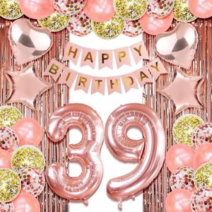 ROTASLOG 39th birthday decorations for her happy 39th birthday decorations for women 39 birthday decorations for women 39 year old girl birthday decorations Rose Gold thirty nine birthday Party Decor