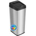iTouchless 14 Gallon Slide Open Lid Kitchen Trash Can with, Motion Sensor Stainless Steel Rectangular Trashcan for Home Office Work Bedroom Living Room Garage Large Capacity Slim Wastebasket, Silver