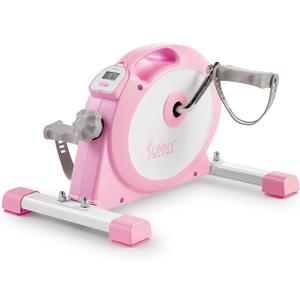 Sunny Health & Fitness (Pink) Under Desk Smart Mini Pedal Exerciser, Dual Function Exercise Cycle Bike with Low Profile Design - P2330