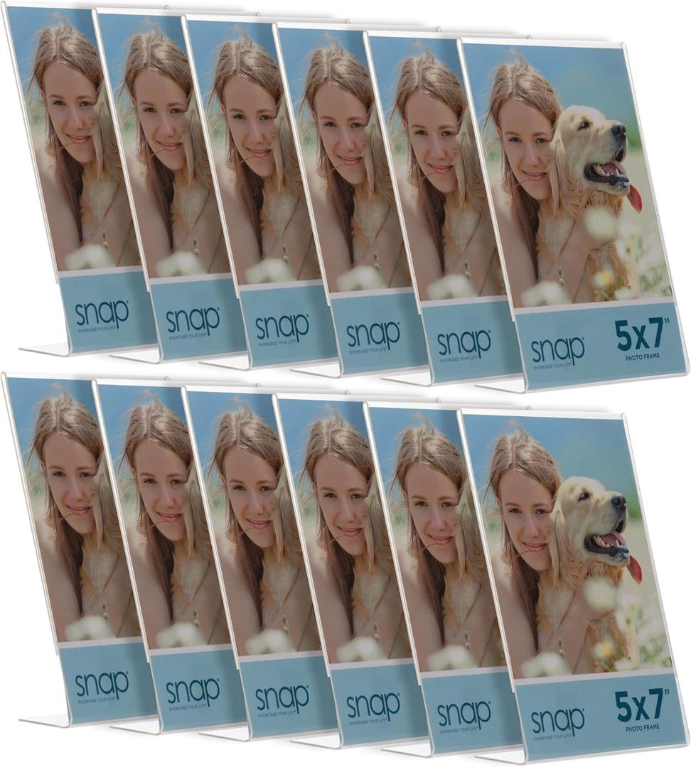 Snap 5x7 Clear Acrylic Self Standing Frame, Set of 12