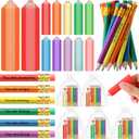 20 Set 180 Pcs Welcome Back to School Gifts for Students Motivational Rainbow Pencils Erasers Teacher Mail Cards First Day of School Meet The Teacher Gifts for Students Party Supplies