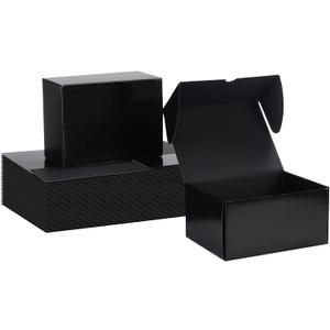 Rempry 8x6x4 Inches Black Shipping Boxes, 20 Pack Small Business Corrugated Cardboard Mailer for Shipping Packaging, Gifts Wrap Boxes with Lids