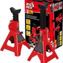 BIG RED T43002A Torin Steel Jack Stands: Double Locking, 3 Ton (6,000 lb) Capacity, Red, 1 Pair