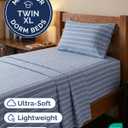 Extra Deep Twin XL Sheet Set - 3 Piece Breathable & Cooling Bed Sheets - Easily Fits 18 to 24 inch Mattress - Soft, Wrinkle & Fade Free w/ Extra Deep Pockets - Hotel Luxury Bedding - Blue Stripes 3