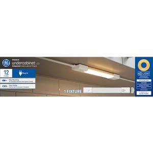 GE LED HD+ Undercabinet Light Fixture, Linkable Integrated Slim Profile Fixture for Kitchens, Warm White Color, Plug-in, 12in (1 Pack)