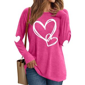 Valentines Day Shirts Women Love Heart T-Shirts Casual Long Sleeve Valentines Day Graphic Tees Tops (Small, Pink2)